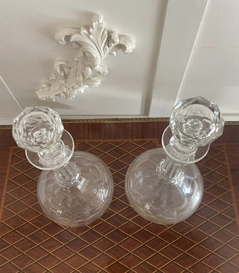 Pair of Antique Victorian Quality Cut Glass Decanters - Image 8